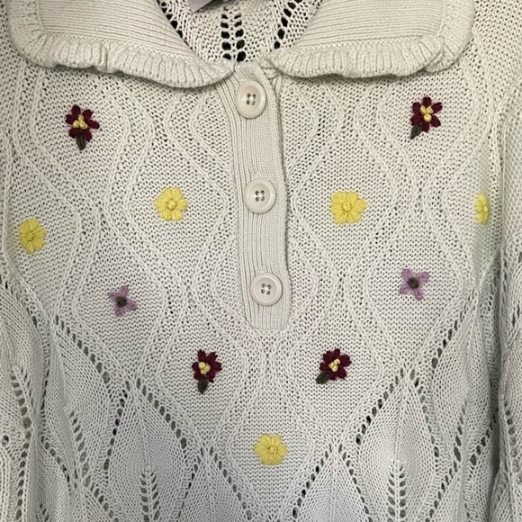 Sandy Liang x Target Floral Embroidered Collared Pullover Sweater - Picture 8 of 10